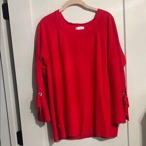 Belle by Kim Gravel Red Sweater with Sleeve Ties - Large